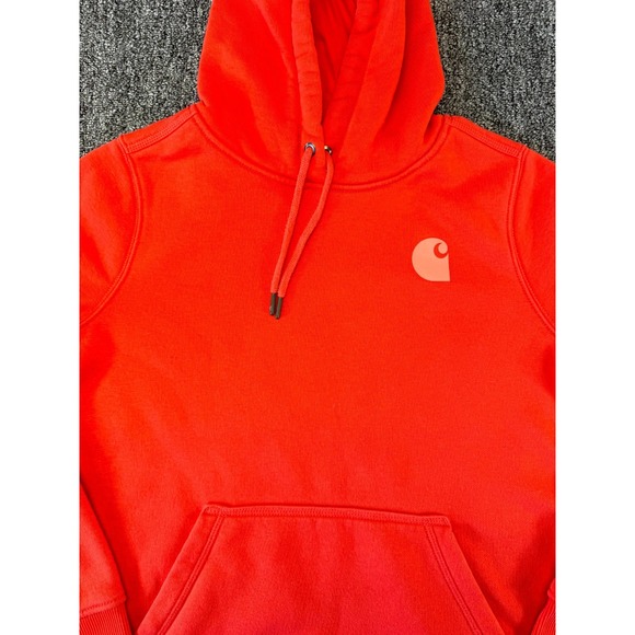 Carhartt Other - Carhartt Hoodie Mens Red Logo Ribbed Hem Drawstring Kangroo Pockets Pullover